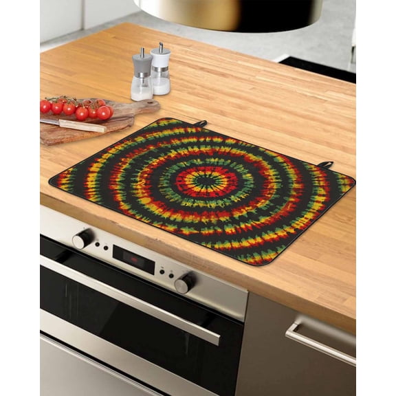 nqOlkjepod Large Induction Cooktop Protector Mat 24"x21", Colorful Ombre Boho Stove Top Covers for Electric Stove, Retro Red Green Yellow Gradient Art Stove Burner Cover Mats, Glass Top Stove Cover