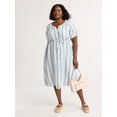 thumbnail image 3 of Time and Tru Women’s and Women’s Plus Cotton Double Cloth Midi Dress, Sizes XS-4X, 3 of 5