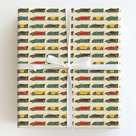 Vintage Race Car Pattern Gift Wrapping Paper