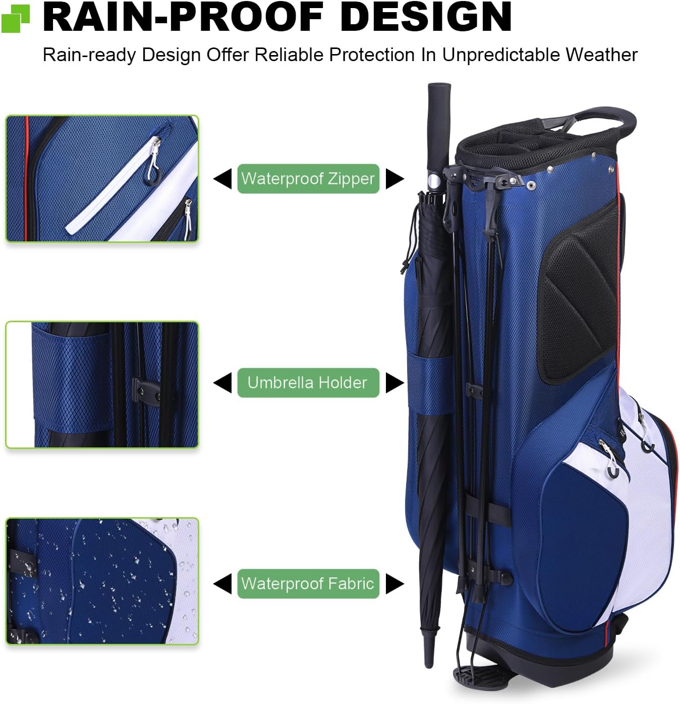 MAZEL 6-Way Golf Stand Bag for Men and Women, Lightweight Golf Bag with Stand,Dual Strap,Dust Cover