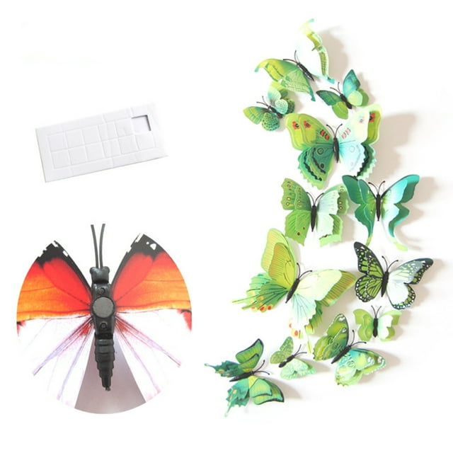 Mistaha 12Pcs Wall Stickers Double-layerd PVC Butterfly Shape Wall Decal Sticker Home Living Room Nursery Refrigerator Stickers DIY Art Decoration Outdoor Fences Garden Lawn Backyards Decor Removabl