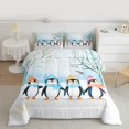 thumbnail image 3 of Manfei Antarctic Penguin Child Queen Comforter Set, Cute Cartoon Animal Bedding Sets, Winter Christmas Theme Reversible Bedding Comforter Set, Luxury Bedroom Decor, 3-Piece, 3 of 9