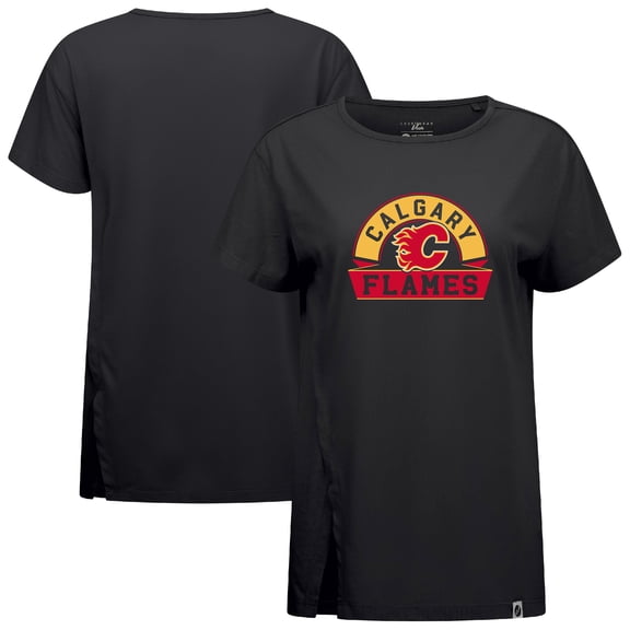 Women's Levelwear  Black Calgary Flames Influx Banner Arch T-Shirt