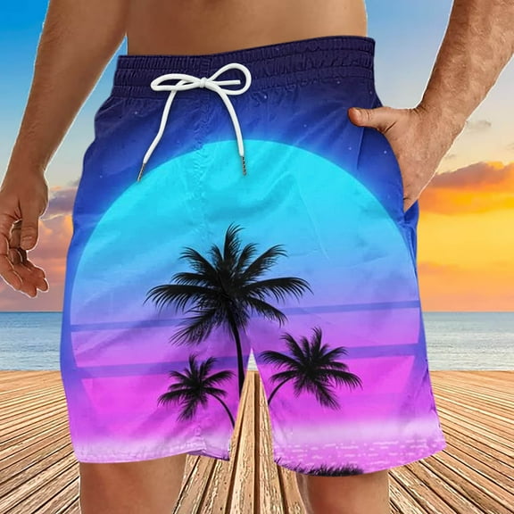 Up to 65% off Pitauce Men's Plus Size Board Swim Shorts Tropical Print Quick Dry Lightweight Swim Trunks Summer Seaside Beach Vacation Beachwear with Pocket