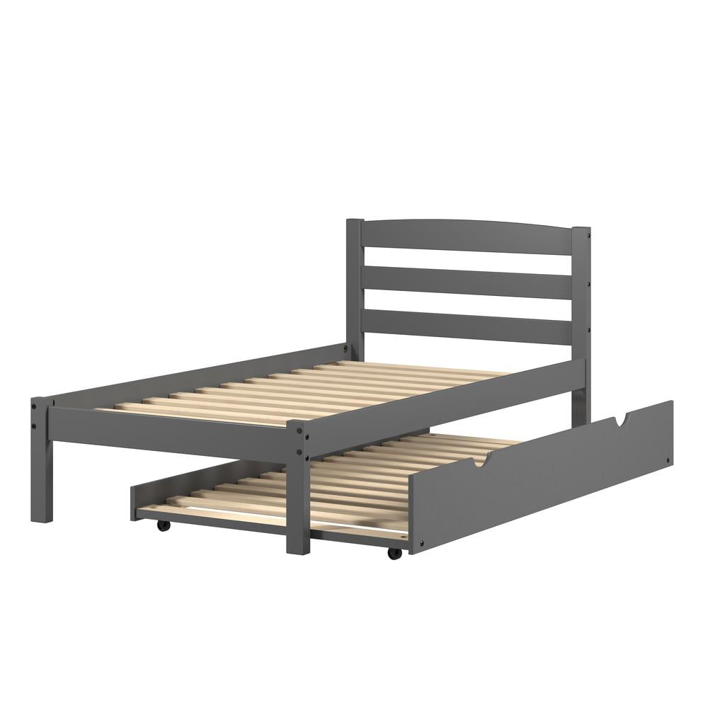Donco Kids Econo Scandinavian Twin Dark Grey Bed with Twin Trundle