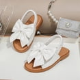 thumbnail image 2 of TOWED22 Girls Sandals Summer Open Toe Flats Shoes Dress Sandals for Toddler Little Kid Big Kid White,4, 2 of 8