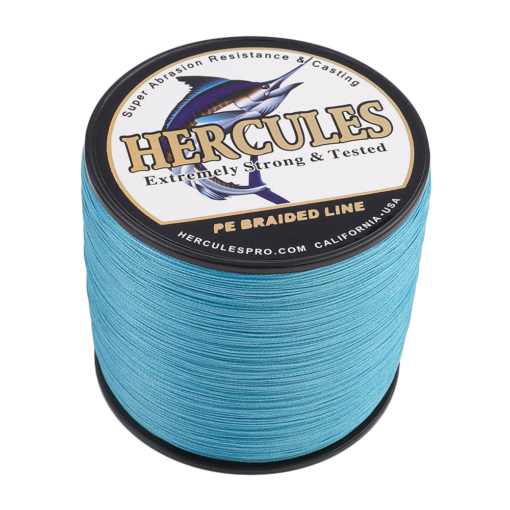 HERCULES Braided Fishing Line 1500m 1640yds 10lbs-200lbs Pe Superline 8 Strands (Blue 15lb/6.8kg 0.16mm)
