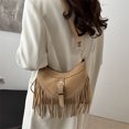 thumbnail image 2 of Este año está de moda el bolso tote con flecos para mujer, nueva colección de invierno 2025, elegante bolso de hombro cuadrado con correa cruzada., 2 of 10