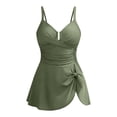 thumbnail image 3 of yoeyez Teen Girls Swimsuits Criss Cross One Piece Bathing Suits Push Up Tummy Control Swimwear Front U-Wire Tie Knot 2026 Swim Dress, 3 of 7