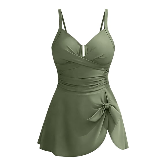 OGLCCG Tween Girls Bikini Swimsuits U-Wire Ruched One Piece Swimsuit Swim Dress Criss Cross Push Up Bathing Suit with Side Tie 7-16 Years