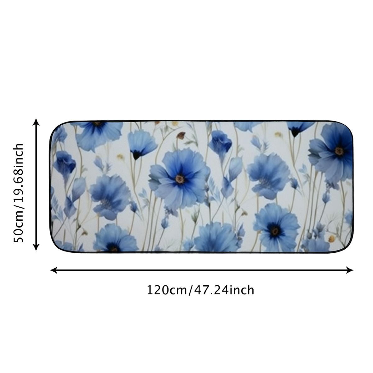PHYHOO Daisy Door Mat Entrance Rugs Indoor, Blue Welcome Doormat Decorative Home Floor Mat, Non Slip Rubber Back and Absorption for Outdoor Indoor Entrance Decor 19.68*47.24 in