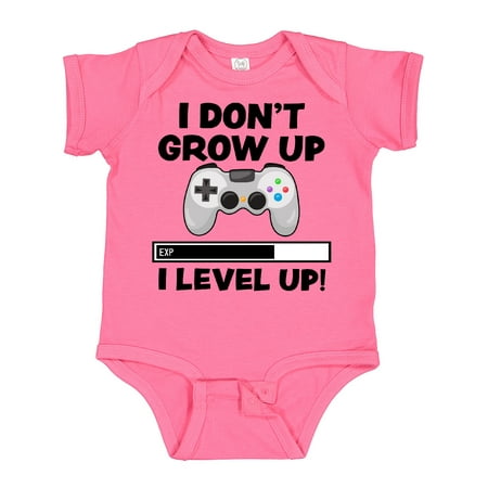 

Inktastic I Dont Grow Up I Level Up with Game Controller White Gift Baby Boy or Baby Girl Bodysuit