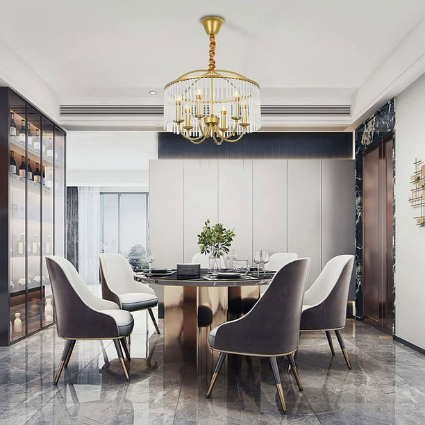 Modern Crystal Chandelier Round Metal Art Island Lights Height Adjustable Ceiling Lamps For Living Dining Room Kitchen Bedroom Com Modern Crystal Chandelier Round Metal, Dining Room Chandelier Light Height