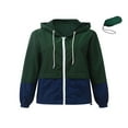 thumbnail image 2 of Qiylii Women Packable Rain Jacket  Outdoor Color Block Hooded Windbreaker, 2 of 6