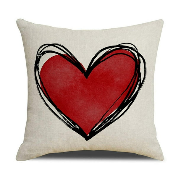 Fiudx Ofertas De La Semana Funda De Almohada De Amor Para El Dia De San Valentin Funda De Almohada De Pareja Roja Almohada De Lino Con Letras Impresas Cojin Para Sofa