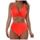 thumbnail image 2 of Traje de baño de bikini liso sin mangas para mujer, traje de baño push-up acolchado, conjuntos de blusa de traje de baño de poliéster para mujer, 2 of 6