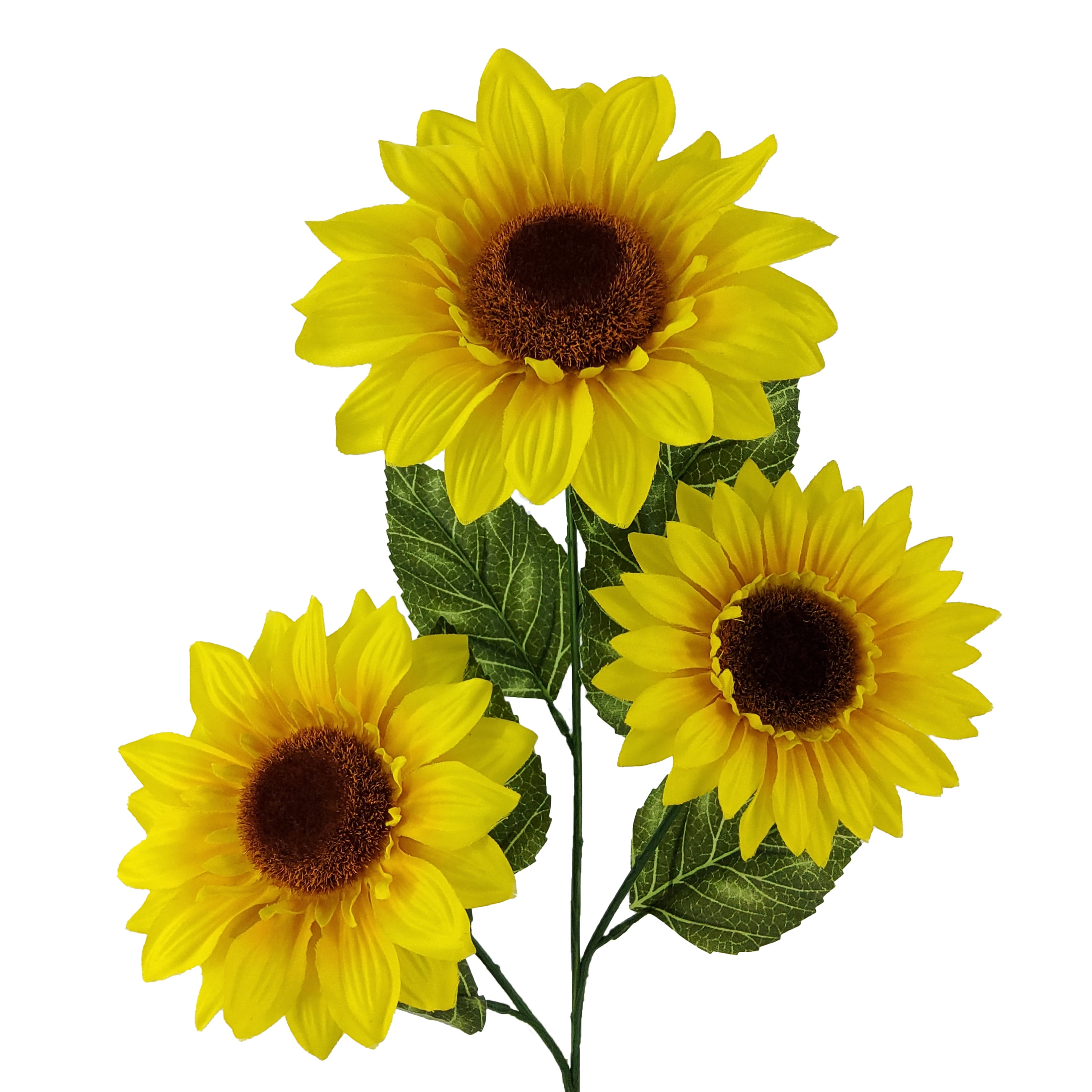 (3 pack) Mainstays 28" Artificial Flower Sunflower Stem, Yellow. Indoor Use.