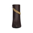 thumbnail image 6 of BLISSFUL STEP Women's Chain Pointy Toe Side Zipper Stiletto Heel Ankle Boots Coffee 8, 6 of 7