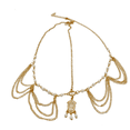 thumbnail image 4 of Delicada cadena para la cabeza para mujer, cadena para la cabeza de novia con cristales de diamantes de imitación en tono dorado, accesorio para el cabello de boda, joyería de disfraz india, diadema, 4 of 6