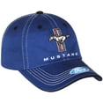 thumbnail image 4 of Checkered Flag Men's Ford Mustang Cap Tri-Bar Pony Adjustable Blue Hat, 4 of 6