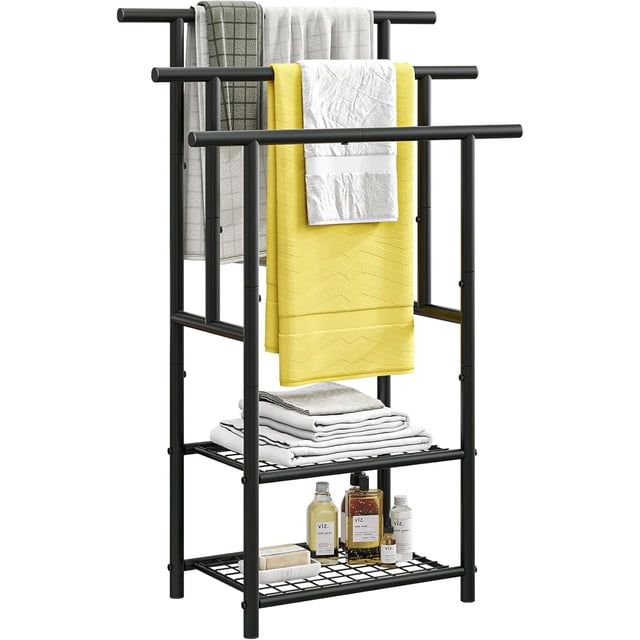 Towel Racks for Bathroom Metal Towel Rack Standing with Storage Shelf Bathroom Accessories Bath Towel Holder Next to Tub or Shower &Silver ( )