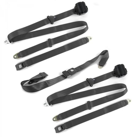 SafeTBoy Standard 3 Point Charcoal Retractable Bench Seat Belt Kit for Jeep Cherokee 1984-2001 - 3 Belts