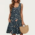 thumbnail image 5 of Yghzkop Womens Summer Dresses 2025 Casual Floral Print Dress Plus Size Sleeveless Crewneck Mini Dress Loose Fit Short Length Sundress, 5 of 5
