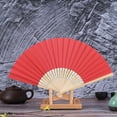thumbnail image 3 of Birdeem Pattern Folding Dance Wedding Party Lace Silk Folding Hand Solid Color Fan, 3 of 10