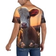 thumbnail image 2 of Zufioo Sunset Calf Flower Field Print Men's Baseball Short Sleeve, Moisture Wicking Button-Down Hip Hop Tee-Large, 2 of 7
