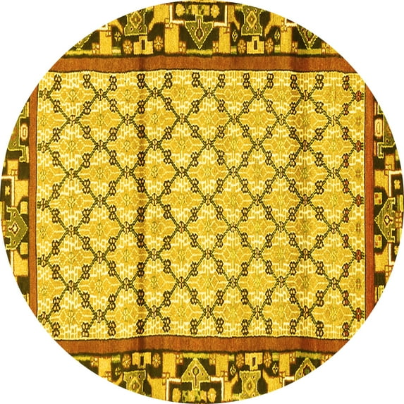 Ahgly Company Indoor Round Persian Yellow Traditional Area Rugs, 4' Round