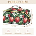 thumbnail image 4 of FORMRS Makeup Bag Travel Cosmetic Organizer for Women Fold Flat Zipper Pouch with Handle, Red Apple Pattern, 4 of 8
