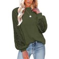 thumbnail image 2 of Gvmfive Women's Juniors Lantern Lace Long Sleeve Blouses Round Neck Solid Casual Loose Tops, 2 of 4