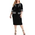 thumbnail image 1 of DYMADE Women Plus Size Hot Drilling Fake Two-piece Silk Elegant Dress, 1 of 4