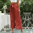 thumbnail image 7 of Wide Leg Pants for Women Summer Casual Baggy Elastic Waist Belted Ankle Pants Solid Color Palazzo Pants Trousers Womens Clothes, 7 of 7