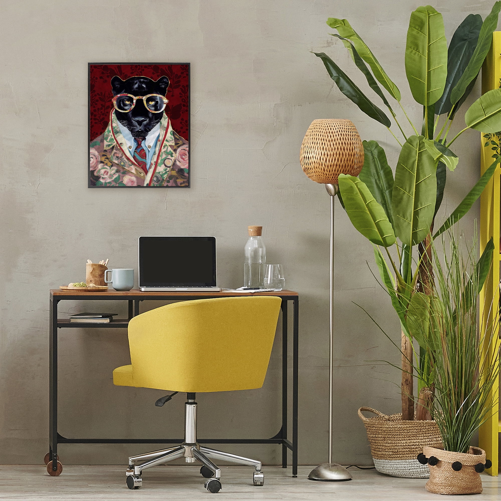 Stupell Industries Fashionable Scarlet Panther Black Framed Giclee Art, design by Svetlana Aleynikova