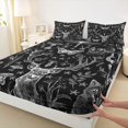 thumbnail image 3 of Homewish Wild Deer Full Size Sheets,Gothic Skull Skelelton Bed Sheets,White Black Sheet Sets For Boys Girls,Microfiber Bedroom Decor,4 Pieces, 3 of 7