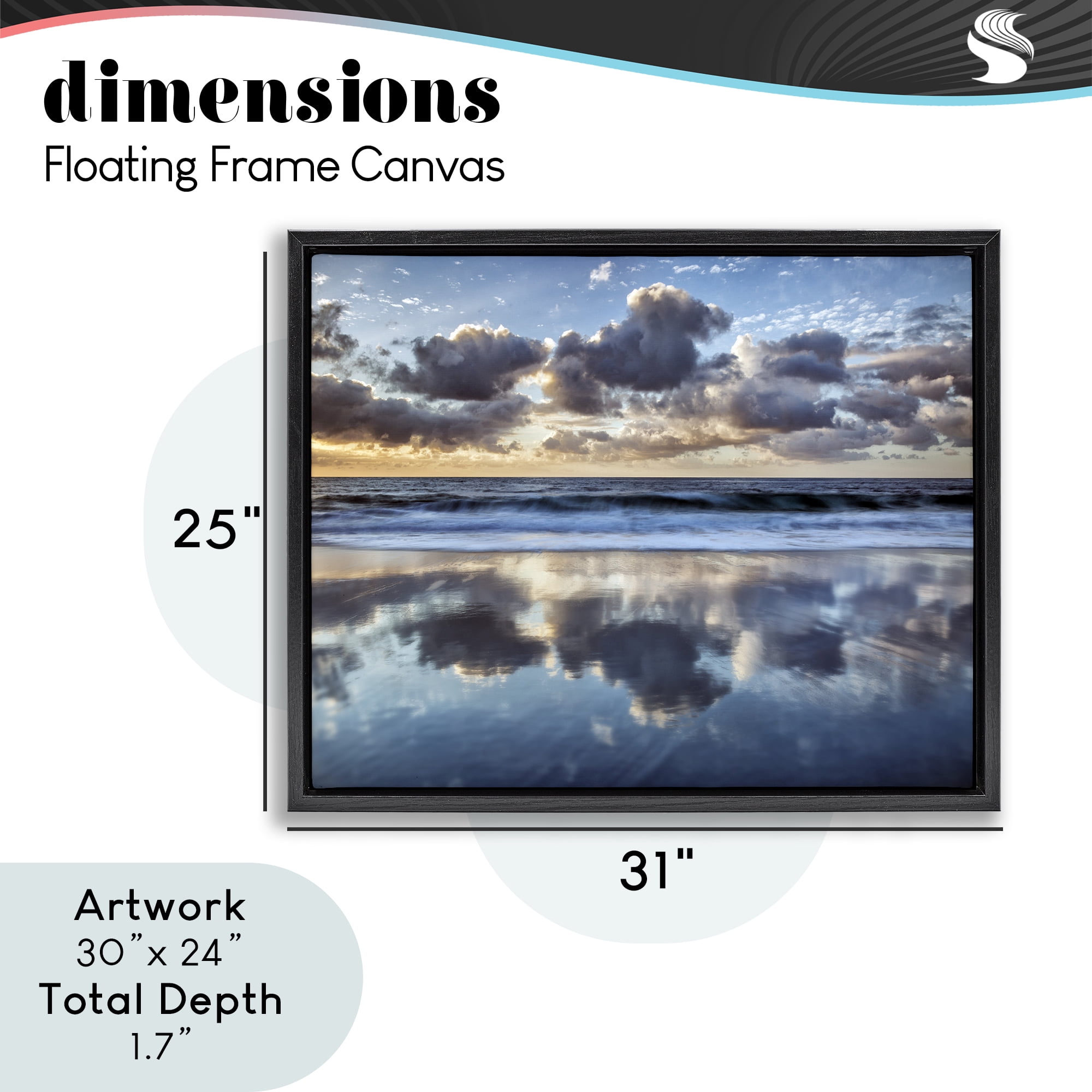 Stupell Industries Reflective Clouds Seascape Black Framed Floater Canvas Wall Art, design by Superstock Partners LLC
