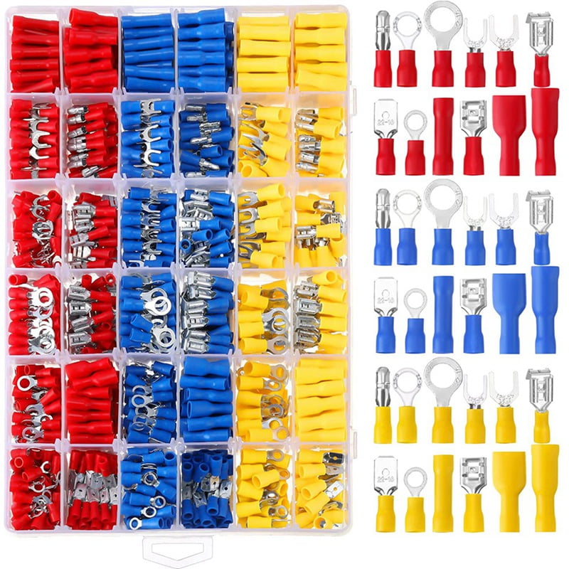 1200 Pcs Insulated Electrical Wire Kit Wire Crimp Terminals Butt, Ring