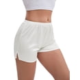 thumbnail image 4 of INSPIRE CHIC Mother's Day Women's Side Slits Ice Silk Knickers Loose Fit Mid-Waisted Full Coverage Solid Slip Shorts S White, 4 of 5