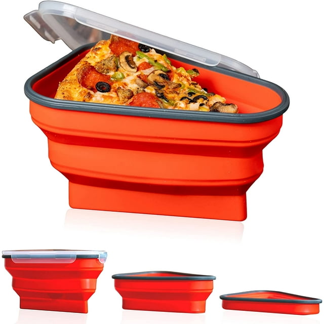 The Perfect Pizza Pack - Reusable Pizza Storage Container - Adjustable Pizza Slice Container to Organize & Save Space, Microwave & Dishwasher Safe