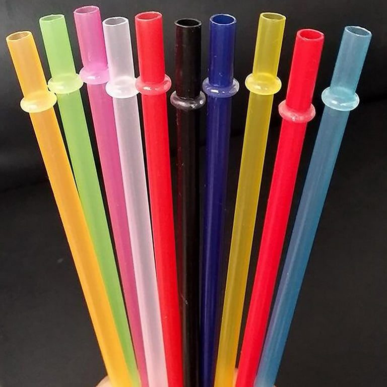 25-Pack Hard Plastic Reusable Straws with Cleaning Brush, Long