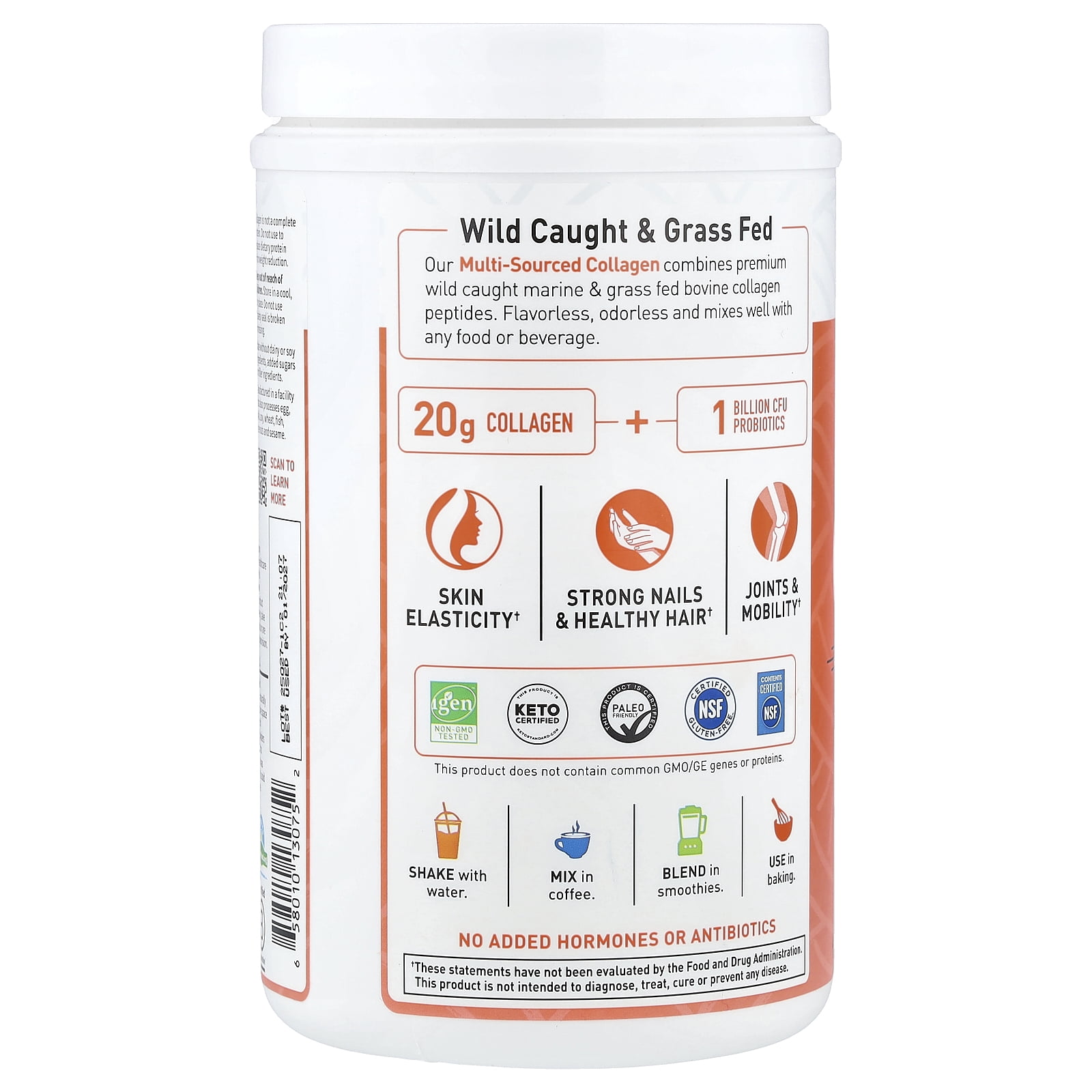 Garden of Life Wild Caught & Grass Fed Collagen, Multi-Sourced, Unflavored, 9.52 oz (270 g)