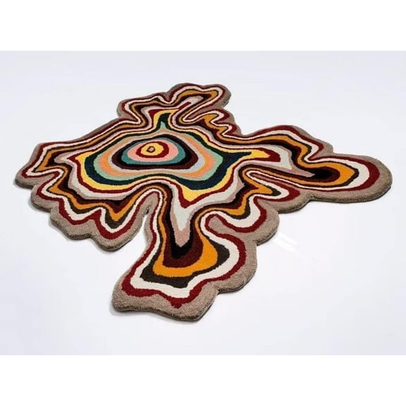 Avyay Rugs Hand-Tufted Wool Area Rug – Irregular Round Shape, Modern Design – 5 x 5 ft – Indoor Use