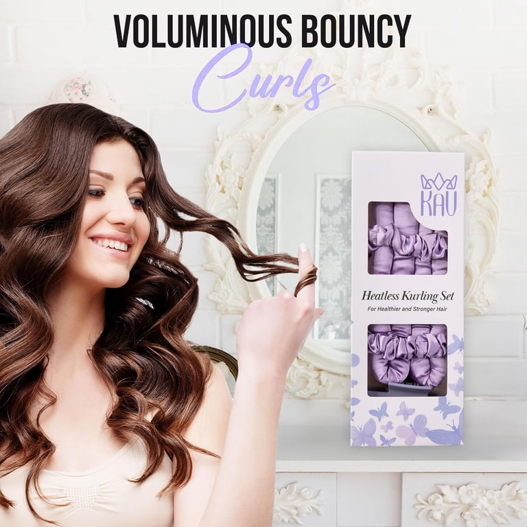 Satin Heatless Curling Rod Set, Plush Purple Hair Rollers  display picture 1
