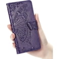 thumbnail image 6 of for iPhone 15 Pro Max Wallet Case, [Butterfly & Flower Embossed] Premium Leather Case Cover with Card Slots Kickstand Flip Case for iPhone 15 Pro Max 6.7 inch (Purple), 6 of 10