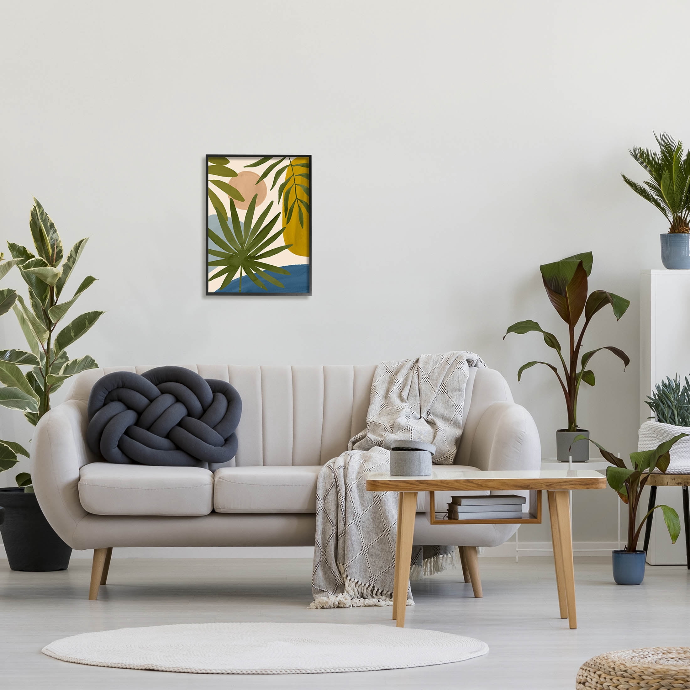 Stupell Industries Various Palm Leaves Geometric Graphic Art Black Framed Art Print Wall Art, Design by Victoria Barnes