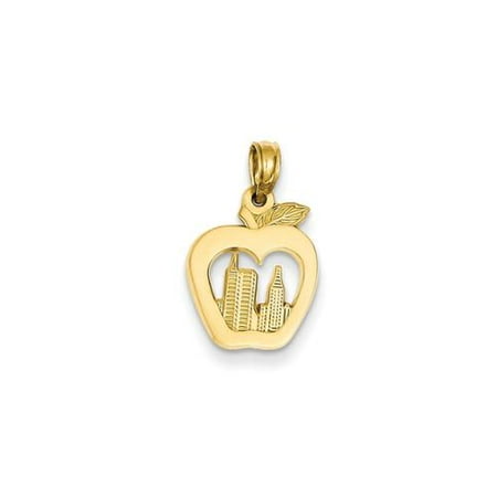 14k Yellow Gold New York Skyline in Apple Pendant