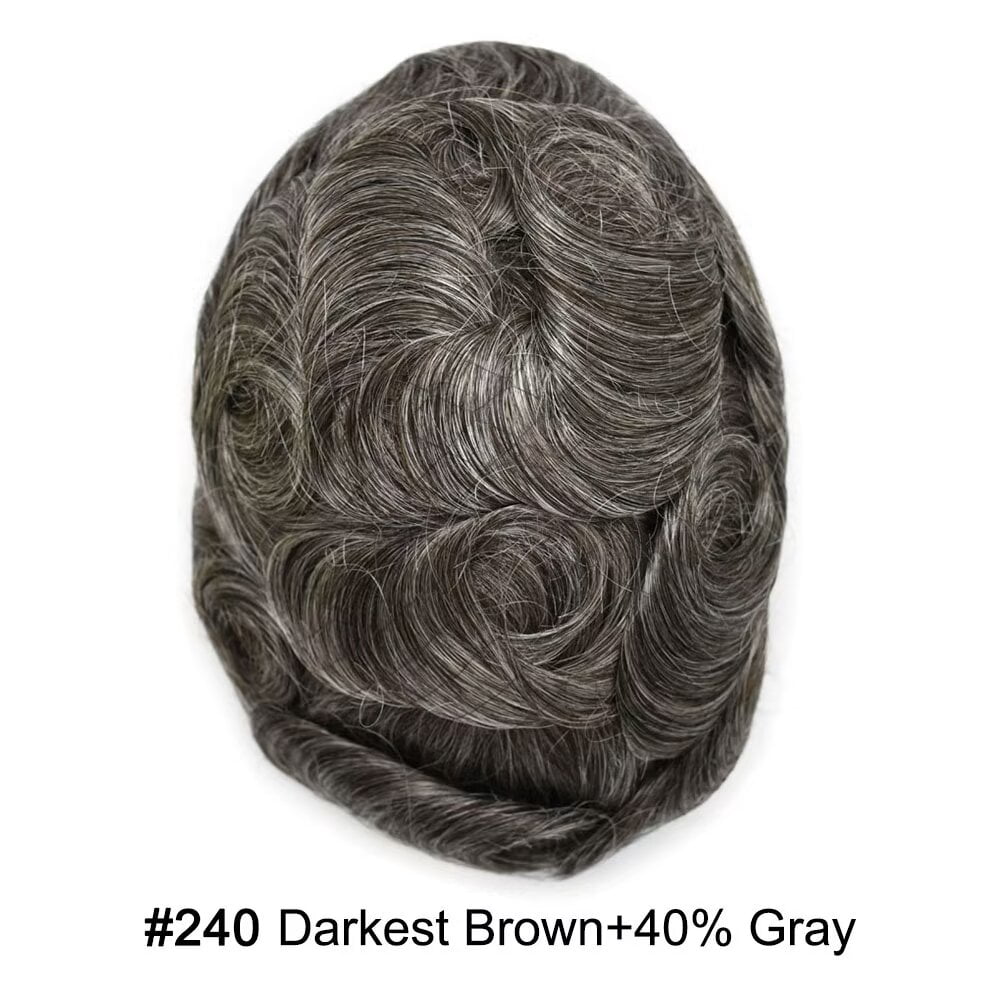 Mens Hairpiece LYRICAL HAIR Human Hair Replacement System Durable Thin Skin PU Injected Toupee Hair Wigs for Men