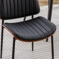 thumbnail image 3 of AFO Dining Chairs Set of 2 Mid Century Modern Retro Faux Leather Chair Bentwood Seat Metal Legs Adjustable Feet Kitchen Dining Room, Black, 3 of 7