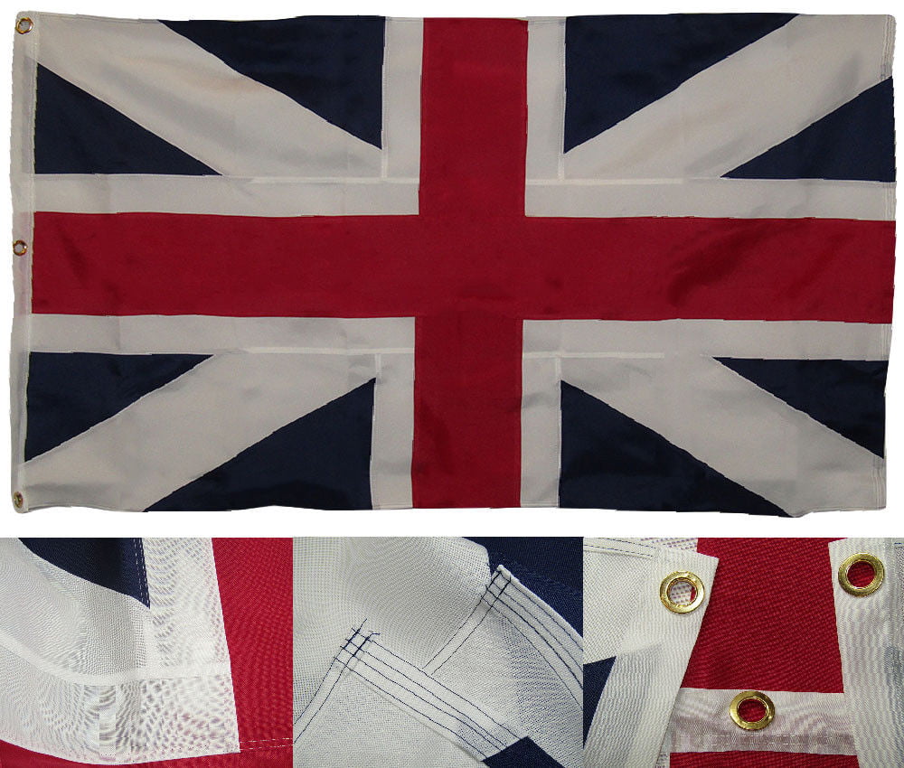 4x6 Embroidered Sewn UK United Kingdom 600D 2ply Nylon Flag 4'x6' Heavy Duty 